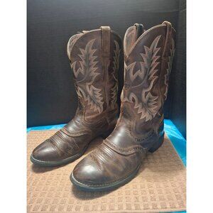 Ariat Womens Western Cowboy Boots Size 8.5C Leather Brown Embroidered Design Mad